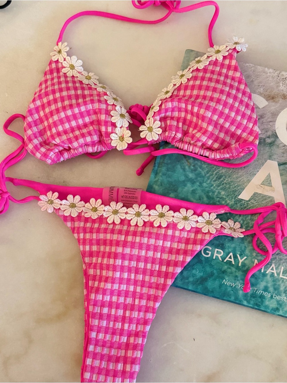 Beach Bunny summerhaus Pink Gingham Daisy Trim Bikini - Picture 8 of 8